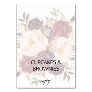 Elegant Calligraphy Abgelaufene Blumenbüffetmark Tischnummer