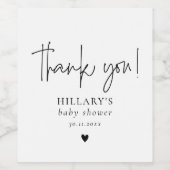 Elegant Calligraphy Baby Shower Vielen Dank Weinetikett (Einzelnes Label)