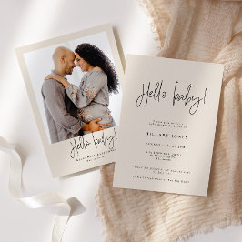 Elegant Calligraphy | Babydusche Hallo Baby Pink Einladung