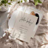 Elegant Calligraphy | Babydusche Hallo Baby Pink Einladung