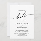 Elegant Calligraphy Bali Hochzeit in Urlaubsort Einladung (Vorderseite)