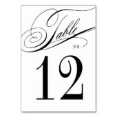 Elegant Calligraphy Black and White Wedding Tischnummer (Vorderseite)