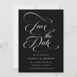 Elegant Calligraphy Black Save The Date