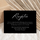 Elegant Calligraphy Black Wedding Reception Begleitkarte