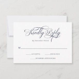 Elegant Calligraphy   Blaue Hochzeit RSVP Karte