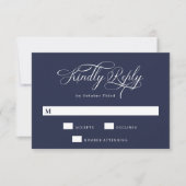 Elegant Calligraphy | Blaue Hochzeit RSVP Karte (Vorderseite)