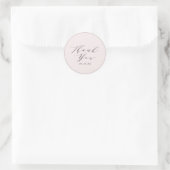 Elegant Calligraphy Blush Danke Runder Aufkleber (Tasche)