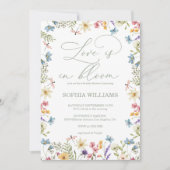 Elegant Calligraphy Boho Wildflowers Bridal Shower Einladung (Vorderseite)