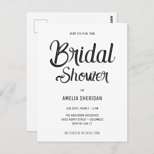 Elegant Calligraphy | BRAUTPARTY Postkarte (Vorne/Hinten)