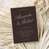 Elegant Calligraphy Brown Old Money Wedding Einladung