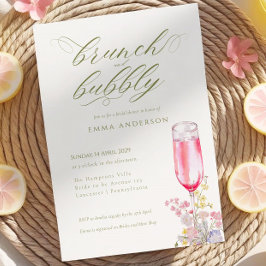 Elegant Calligraphy Brunch & Bubbly Bridal Shower Einladung