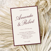 Elegant Calligraphy Burgundy Old Money Wedding Einladung