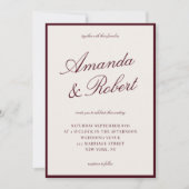 Elegant Calligraphy Burgundy Old Money Wedding Einladung (Vorderseite)