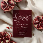 Elegant Calligraphy Burgundy Wedding Einladung