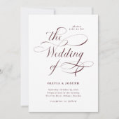 Elegant Calligraphy | Burgundy Wedding Einladung (Vorderseite)