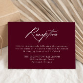 Elegant Calligraphy Burgundy Wedding Reception Begleitkarte