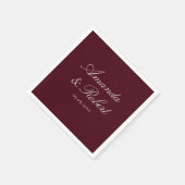 Elegant Calligraphy Burgundy Wedding Serviette (Ecke)