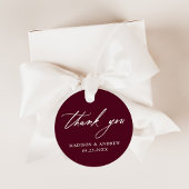 Elegant Calligraphy Burgundy Wedding Vielen Dank Geschenkanhänger