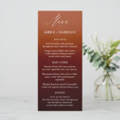 Elegant Calligraphy Burnt Orange Ombre Wedding Menükarte (Stehend Vorderseite)