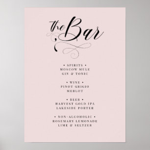 Elegant Calligraphy Classic Wedding Bar Menu Poste Poster