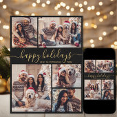 Elegant Calligraphy Collage Christmas Happy Feiertagskarte