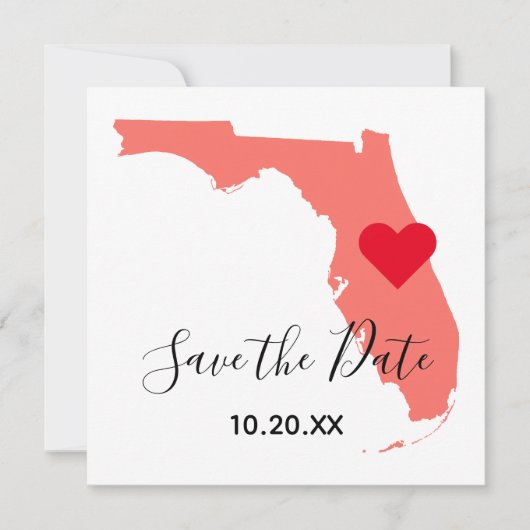 Elegant Calligraphy Coral Florida Save the Date (Vorderseite)