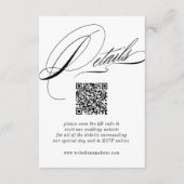 Elegant Calligraphy Details QR Code Begleitkarte (Vorderseite)