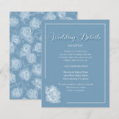 Elegant Calligraphy Dusty Blue Floral Wedding Begleitkarte (Vorne/Hinten)