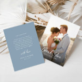 Elegant Calligraphy Dusty Blue Photo Wedding  Dankeskarte