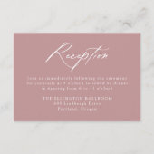 Elegant Calligraphy Dusty Rose Wedding Reception Begleitkarte (Vorderseite)