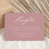 Elegant Calligraphy Dusty Rose Wedding Reception Begleitkarte
