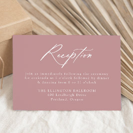 Elegant Calligraphy Dusty Rose Wedding Reception Begleitkarte