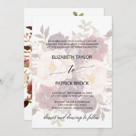 Elegant Calligraphy | Faded Floral Formal Wedding Einladung