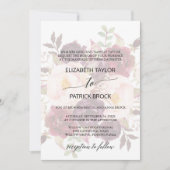 Elegant Calligraphy | Faded Floral Formal Wedding Einladung (Vorderseite)