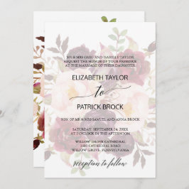 Elegant Calligraphy | Faded Floral Formal Wedding Einladung
