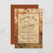 Elegant Calligraphy Fall Boho Wildflowers Wedding Save The Date (Vorne/Hinten)