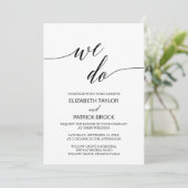 Elegant Calligraphy | Floral Back "We Do" Hochzeit Einladung (Stehend Vorderseite)