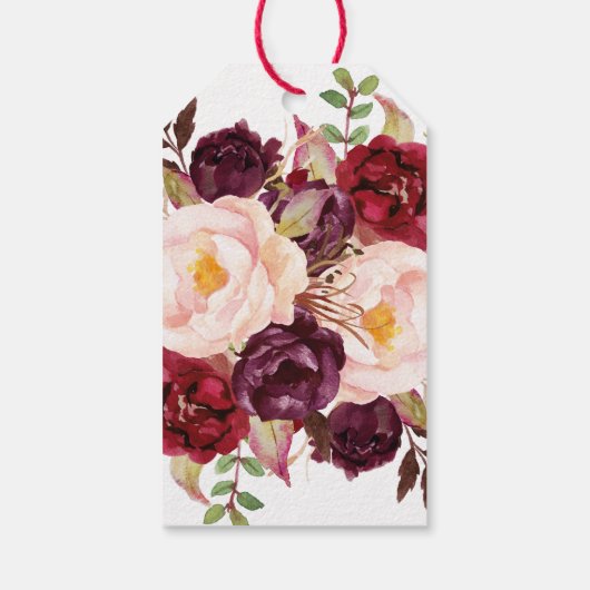 Elegant Calligraphy | Floral Backing Liebe & Danke Geschenkanhänger (Rückseite)