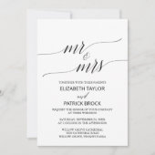 Elegant Calligraphy | Floral "Mr & Mrs." Hochzeit Einladung (Vorderseite)