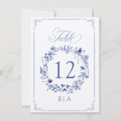 Elegant Calligraphy Floral Wreath Table Number Einladung (Rückseite)