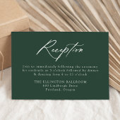 Elegant Calligraphy Forest Green Wedding Reception Begleitkarte