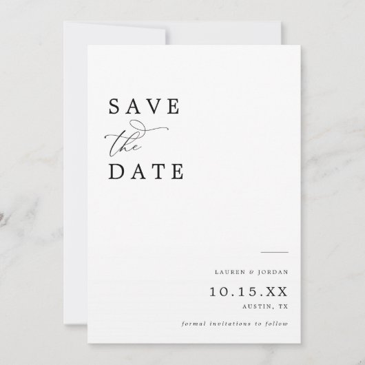 Elegant Calligraphy Foto Wedding Save The Date (Vorderseite)
