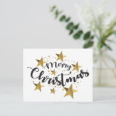 Elegant Calligraphy Frohe Weihnachten Postkarte (Stehend Vorderseite)