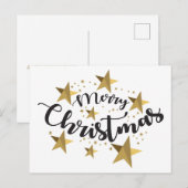 Elegant Calligraphy Frohe Weihnachten Postkarte (Vorne/Hinten)