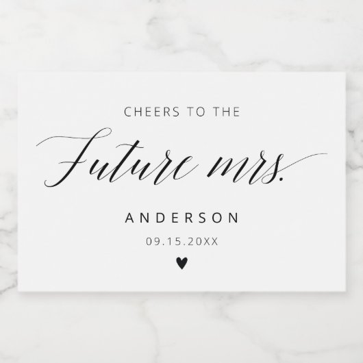 Elegant Calligraphy Future Mrs. Brautparty Schaumweinetikett (Einzelnes Label)