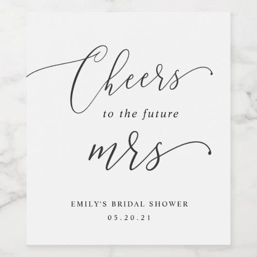 Elegant Calligraphy Future Mrs. Brautparty Weinetikett (Einzelnes Label)