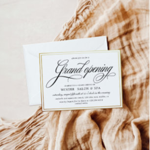 Elegant Calligraphy Gold Grand Opening Einladung