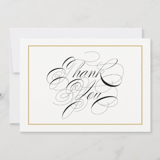 Elegant Calligraphy Gold Vielen Dank Dankeskarte (Vorderseite)