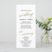 Elegant Calligraphy | Gold Wedding Party Programm (Stehend Vorderseite)