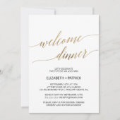 Elegant Calligraphy | Gold Welcome Dinner Einladung (Vorderseite)